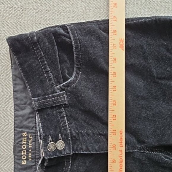Sonoma Corduroy Pants Women's 10 Average (34x32) Black Boot Cut Brown Flap Pkt - Picture 15 of 16